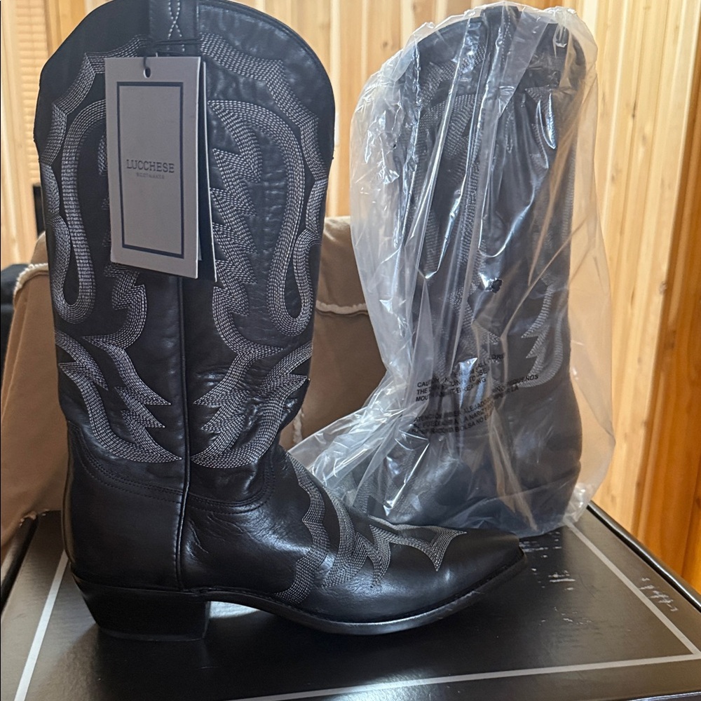 Lucchese Black and Gray Western Boots